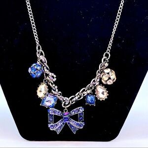 Simply Vera by Vera Wang Oversized Bow Charm Pewter Colored Necklace